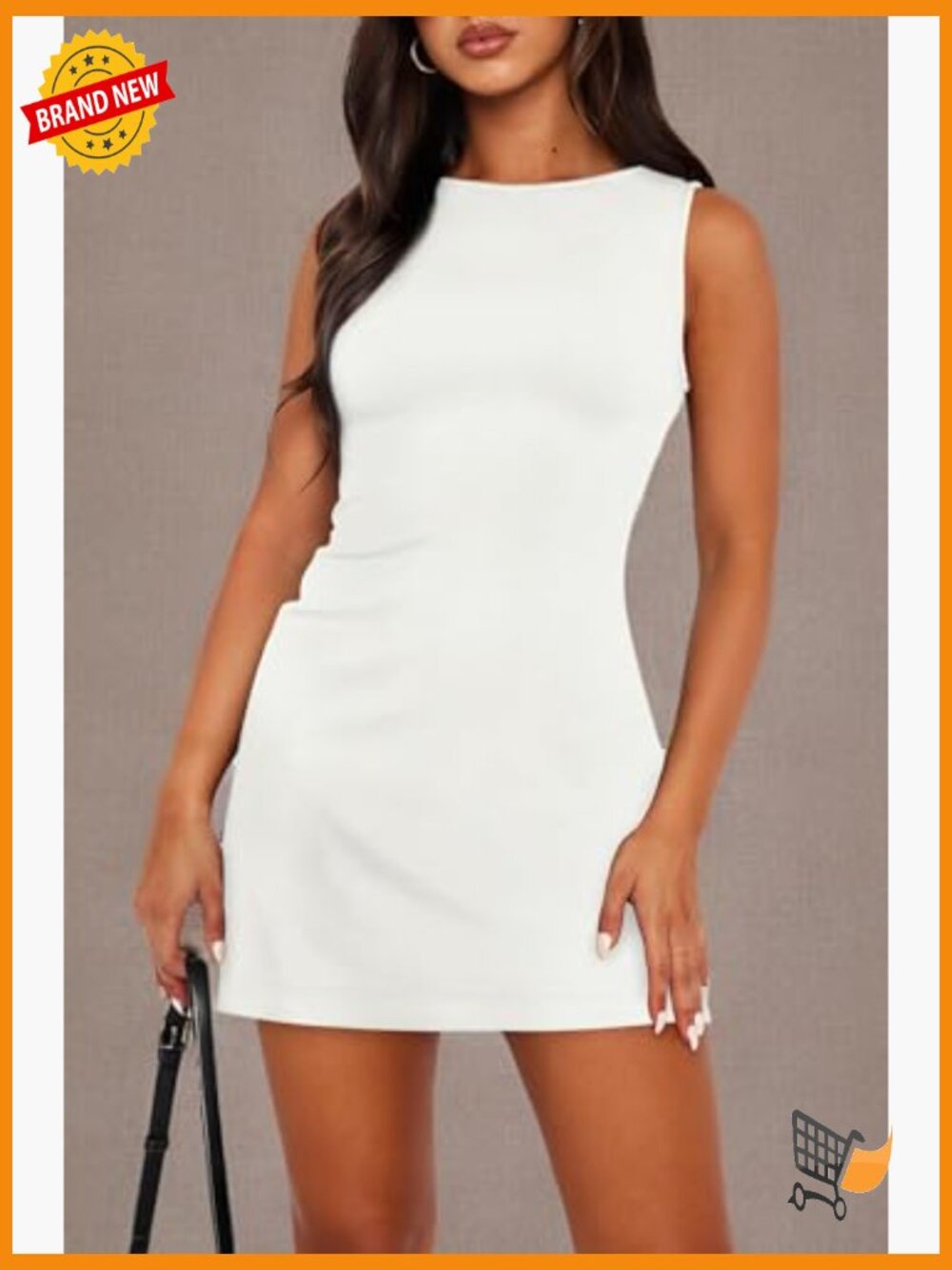 Sleeveless Boat Neck Mini Dress Slim Fit Bodycon Party Club Dress - Picture 6 of 7
